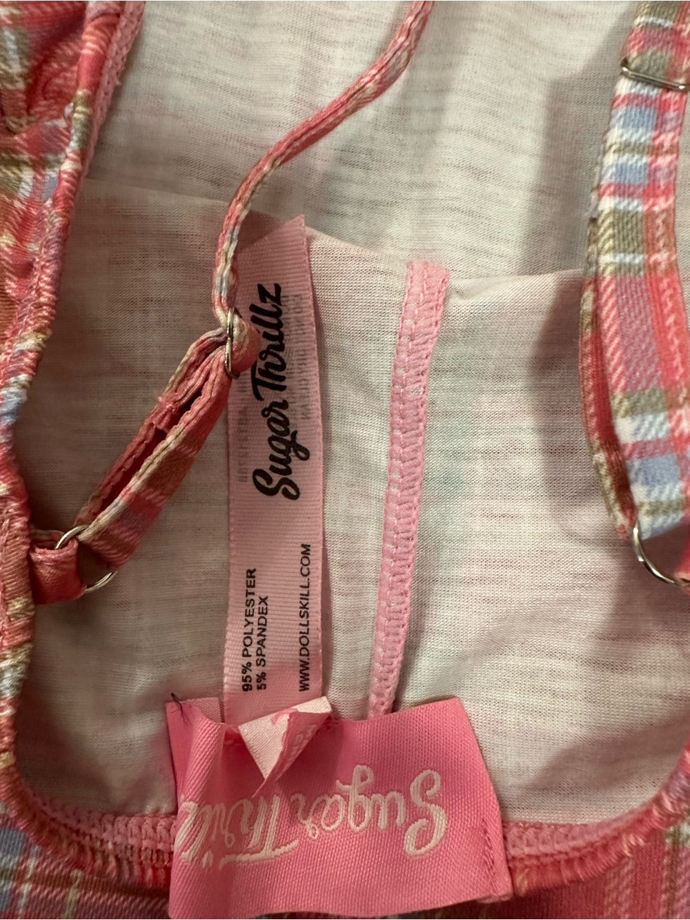 Sugar Thrillz Pink Plaid Slip Dress - Picture 4 of 4